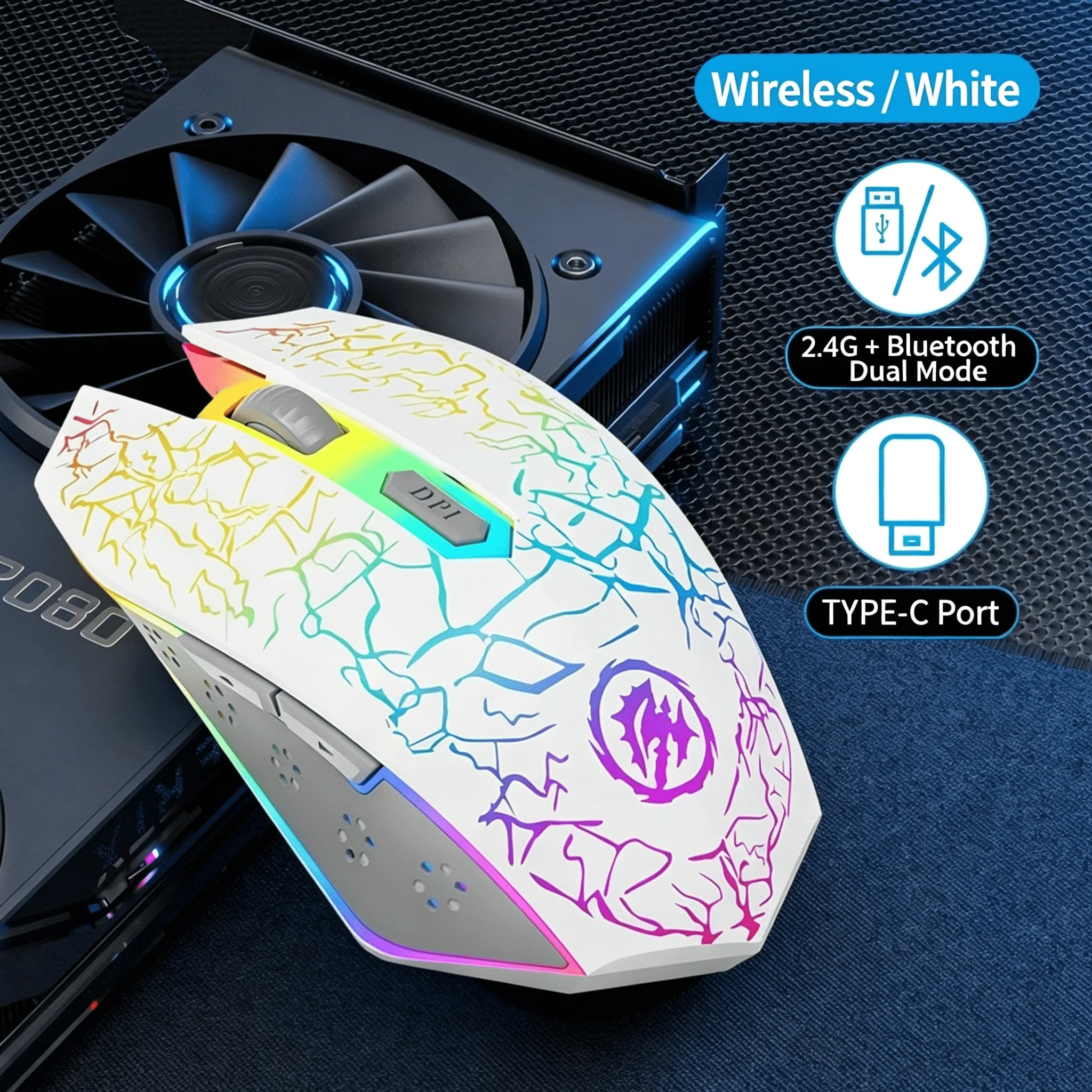 2.4G Bluetooth Wireless Rechargeable Optical Gaming Mouse RGB Backlit DPI Adjustable Ergonomic Gamer Mouse For PC Computer