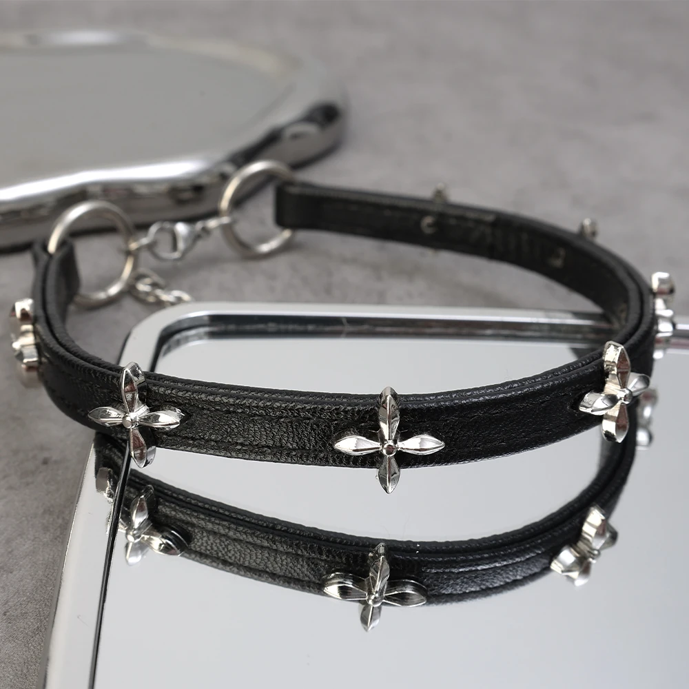 Black PU Leather Choker Necklace For Women Men Cool Punk Gothic Spike Biker Choker PU Leather Collar Studded Rock Necklace image 6