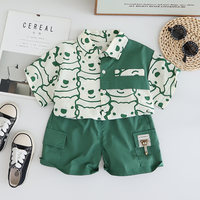 New Summer Baby Boys Clothes Children Cotton Cartoon Bear Short Sleeved Shirt Shorts 2Pcs/Sets Infant Kids Tracksuits 0-5Years