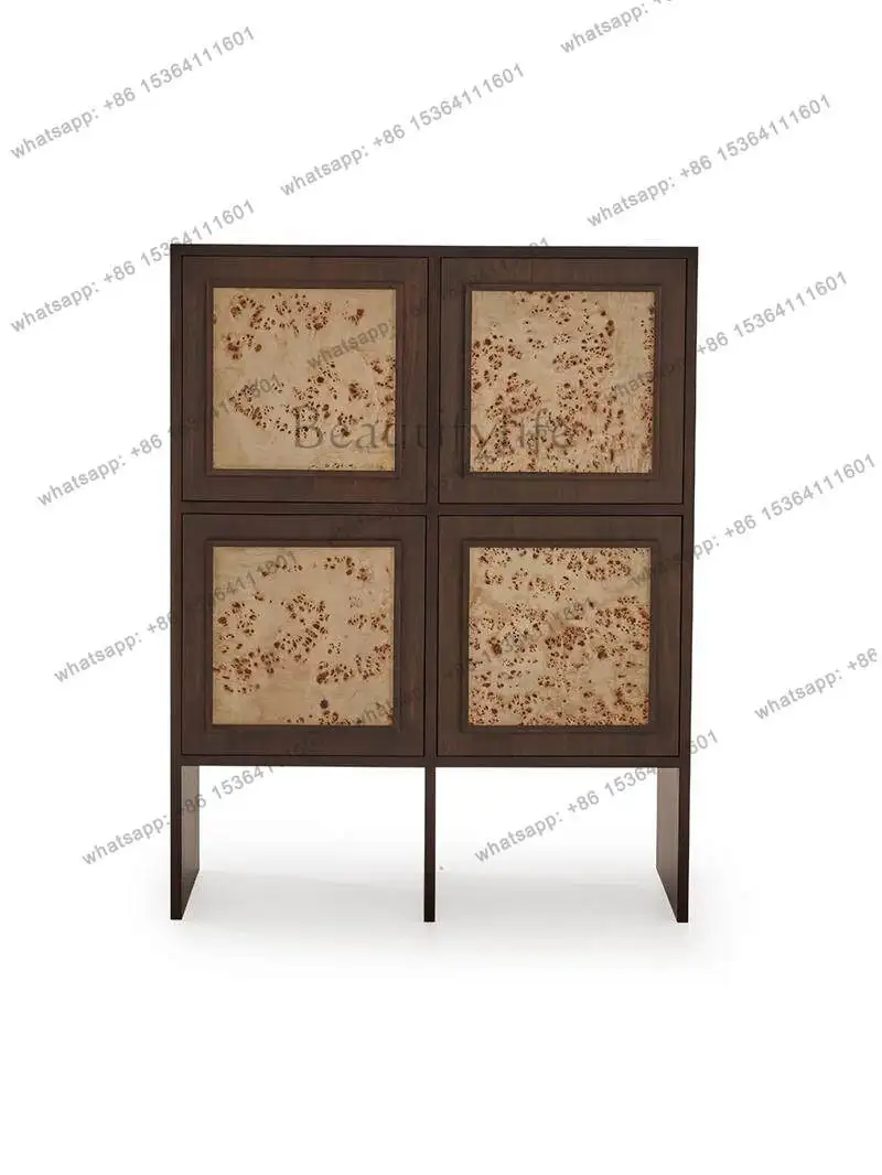 PG American tree tumor bark solid wood dining side cabinet French natural texture living room sofa retro storage cabinet