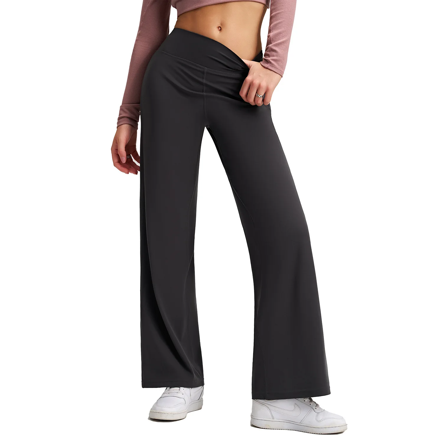 

Брюки для йоги, широкие брюки с высокой талией, повседневные прямые брюки, тонкие свободные прямые драпированные брюки, спортивные леггинсы для фитнеса, женские