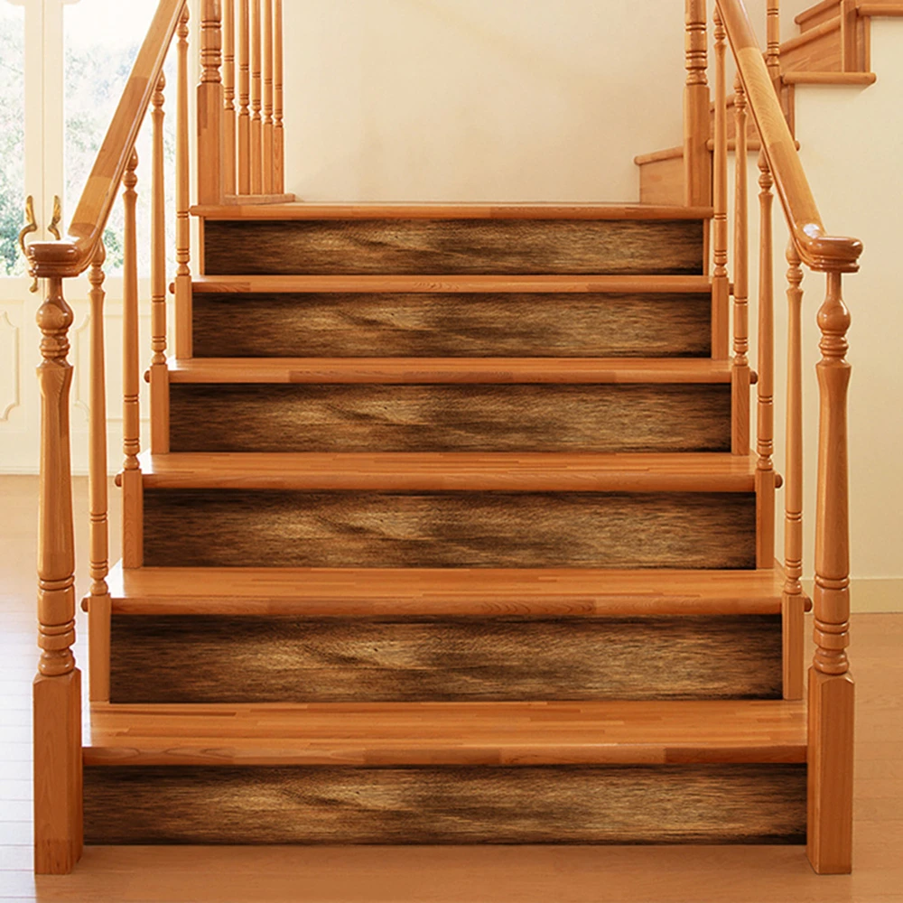 Retro Wood Grain Stair Riser Decals 100x18cm Peel & Stick Waterproof Removable Vinyl Staircase Stickers DIY Home Stairway Decor