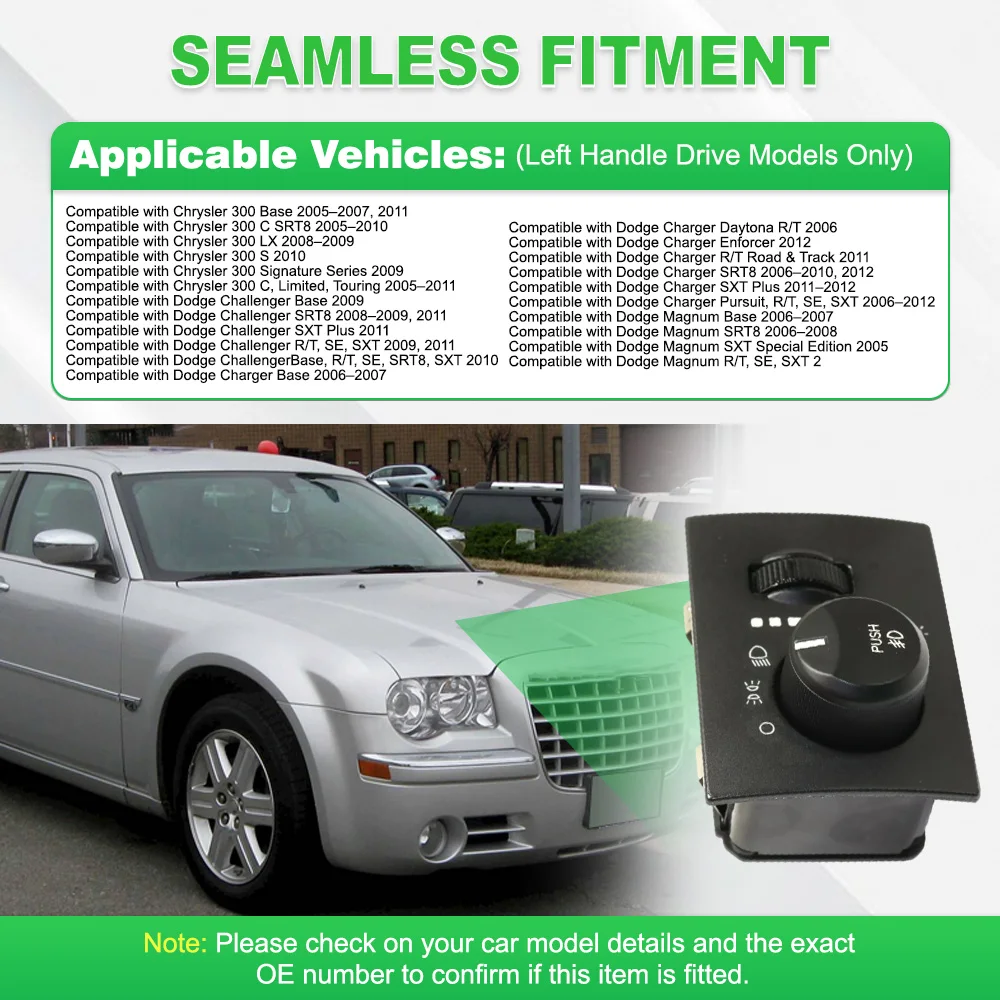Car Headlight Fog Lamp Light Switch For Chrysler 300 Dodge Challenger Charger Magnum 4602347AC, 4602347AD, 68019678AA,