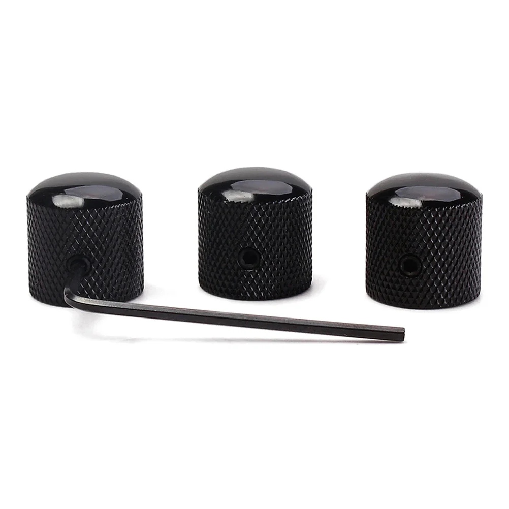 

3Pcs Black Tone Control Knob for Electric Guitar Bass Amp Replacement Sturdy Dome Style Knobs Fit Split Shaft Pots Long Service