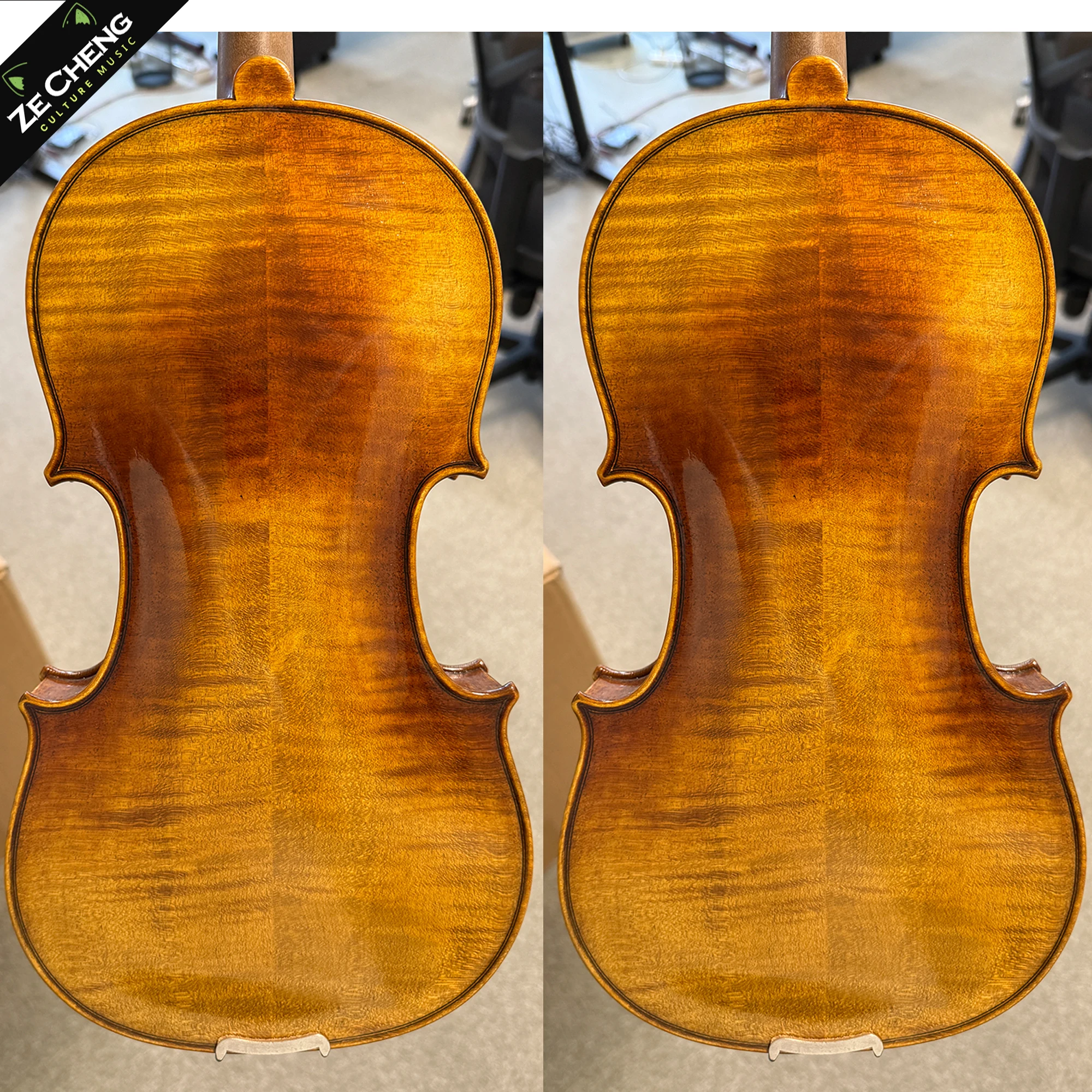 Antonio Stradivarius 1715 Copy Professional Vintage 4/4 Violin, Handcrafted from Selected Spruce Wood over Ten Years Old, Hand-Painted Finish, Solid Maple, Intense Flamed Grain