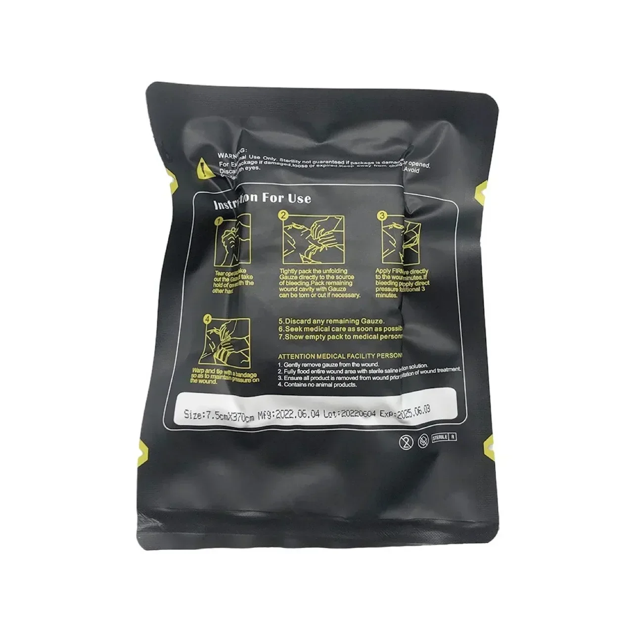 Tactical Kaolin Hemostatic Compressed Gauze Emergency IFAK Outdoor Binding Fixed Bandage First Aid Kit Bleeding Wound Dressing