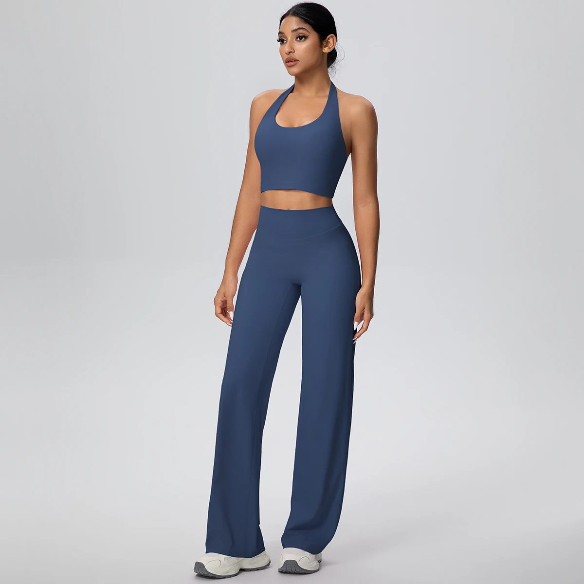 2-teiliges Damen Yoga-Set: Rückenfreier Neckholder-BH und Hose – Sommerliches, atmungsaktives Sport- und Lauf-Workout-Top – Top-Seller – Detail 18