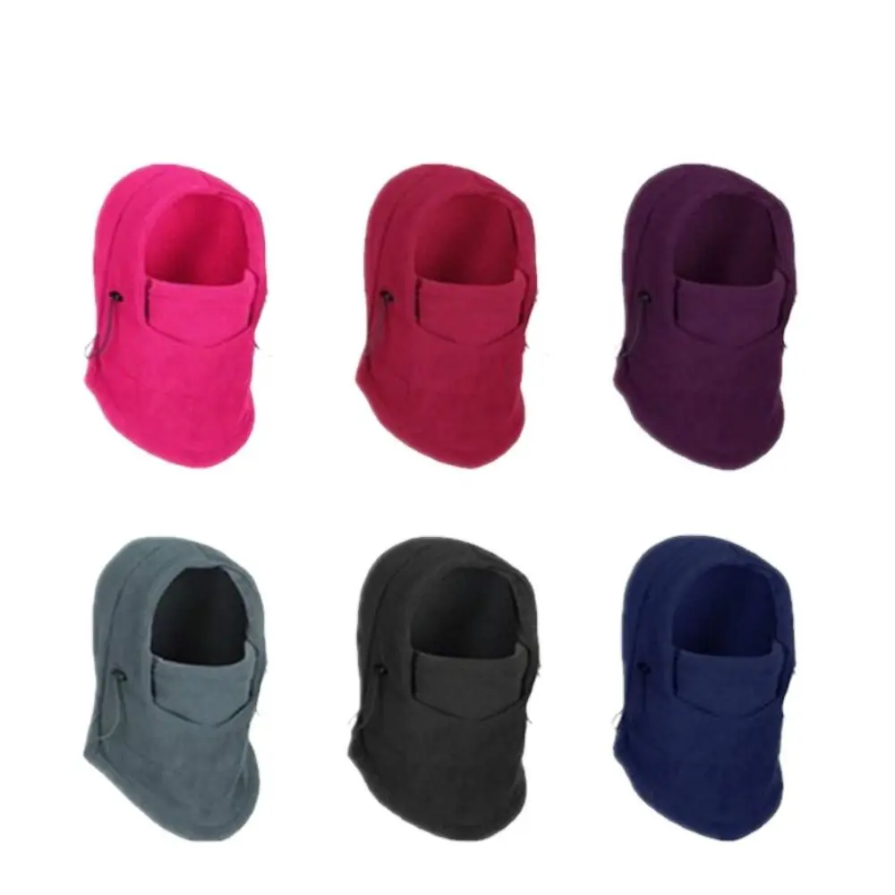 For Female Windproof Ski Collar Hat Fleece Outdoor Mask Scarf Skullies Pullover Cap Women Winter Cap Beanies Hat Hooded Hat
