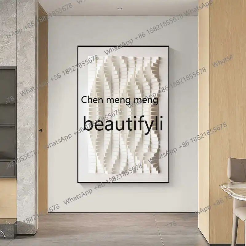 X Living room decoration minimalist mural wood carving installation porch sofa background wall hanging painting