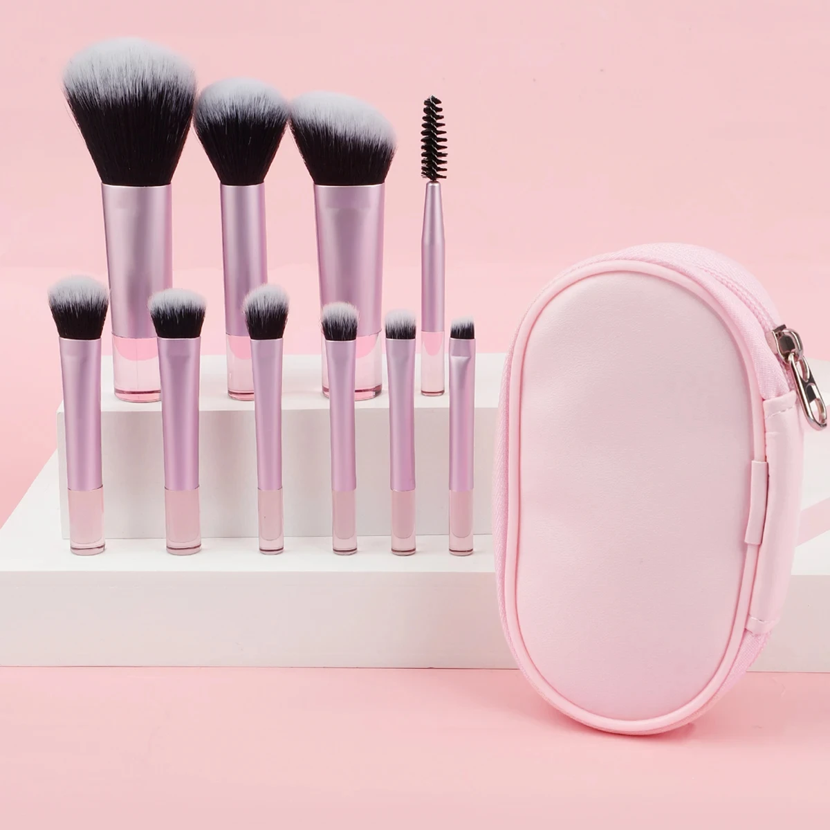 10 pçs mini rt conjunto de pincéis de maquiagem em pó sombra fundação blush liquidificador corretivo beleza ferramentas de maquiagem escova profissional