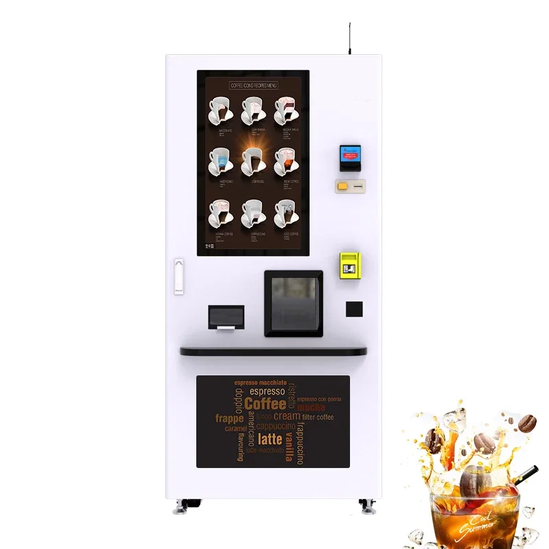 Automatic freshly ground smart QR code espresso commercial beverage dispenser  coffee vending machine for business money making