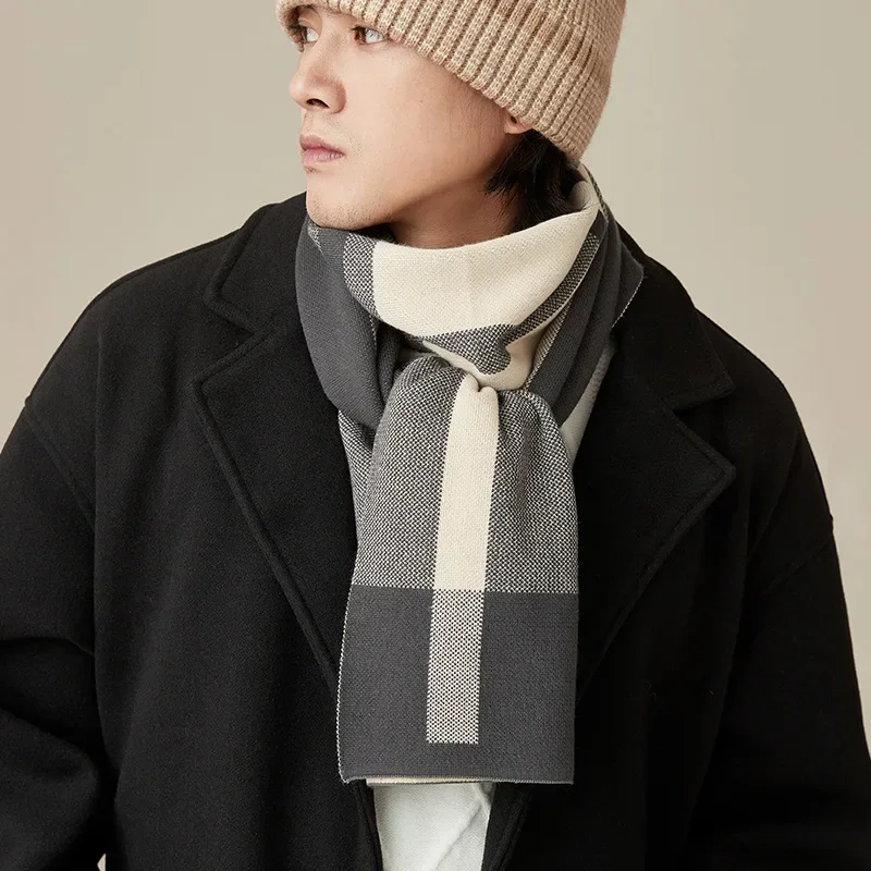 

Fashion Classic Men Scarf Autumn Winter Trendy Brand Casual Versatile Thick Warm Muffler Male Chic Business Thermal Wrap Gent