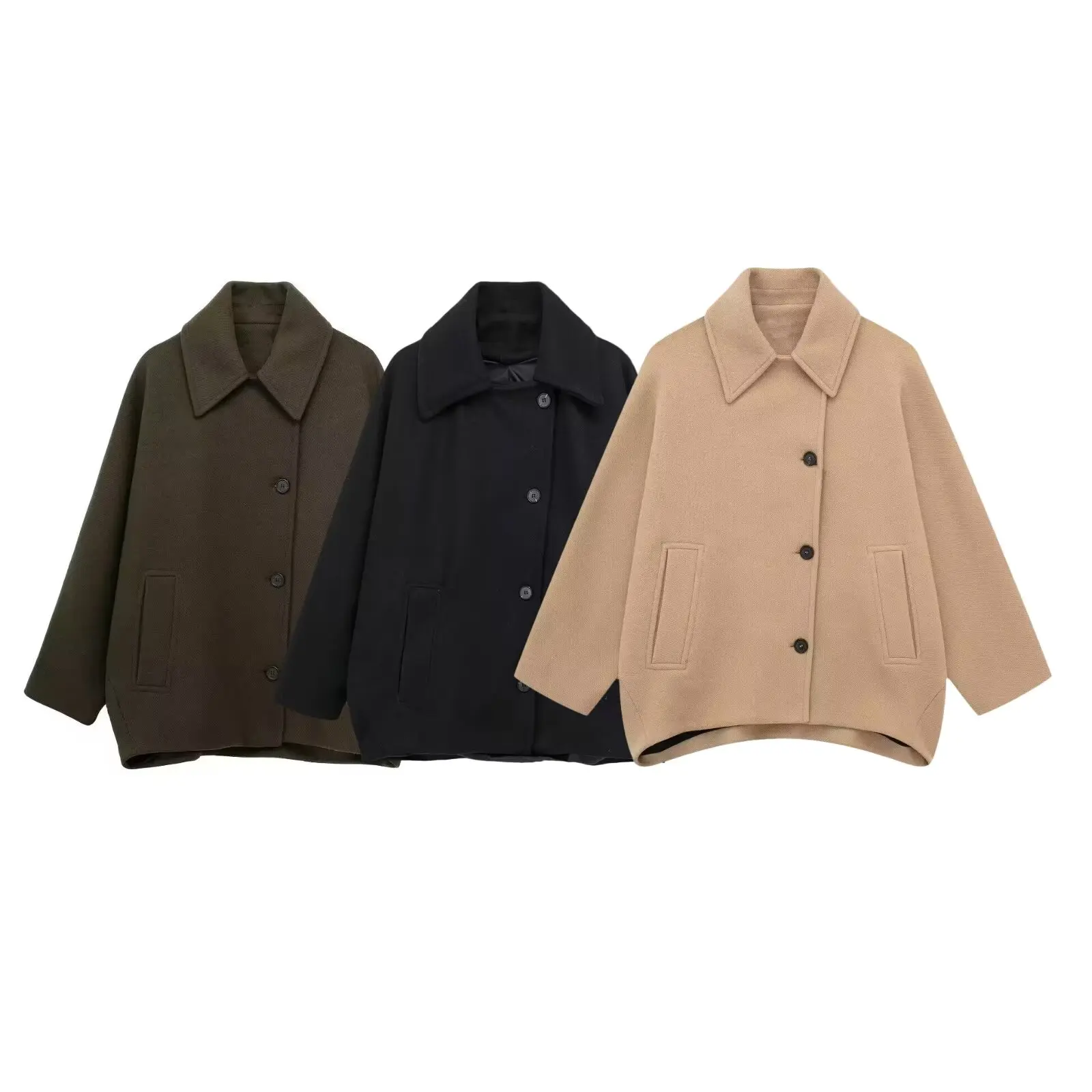 

Autumn Winter New Women Clothing French Wool Blend Female Short Coat Fashion Solid Color Jacket