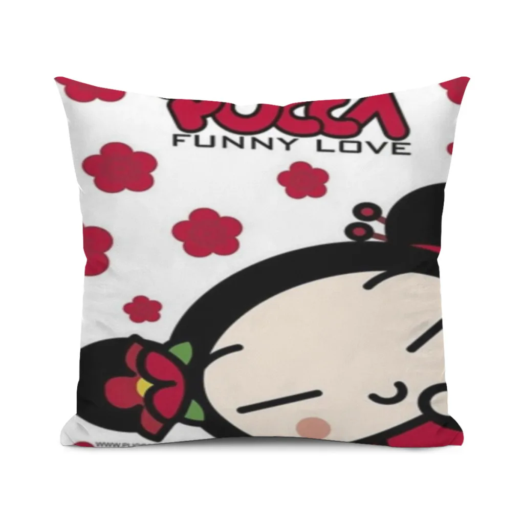 

Cute Cartoon Pucca Garu Pillow Case Home Bedroom Living Room Sofa Cushion Cover 45x45cm Peach Skin Pillowcase