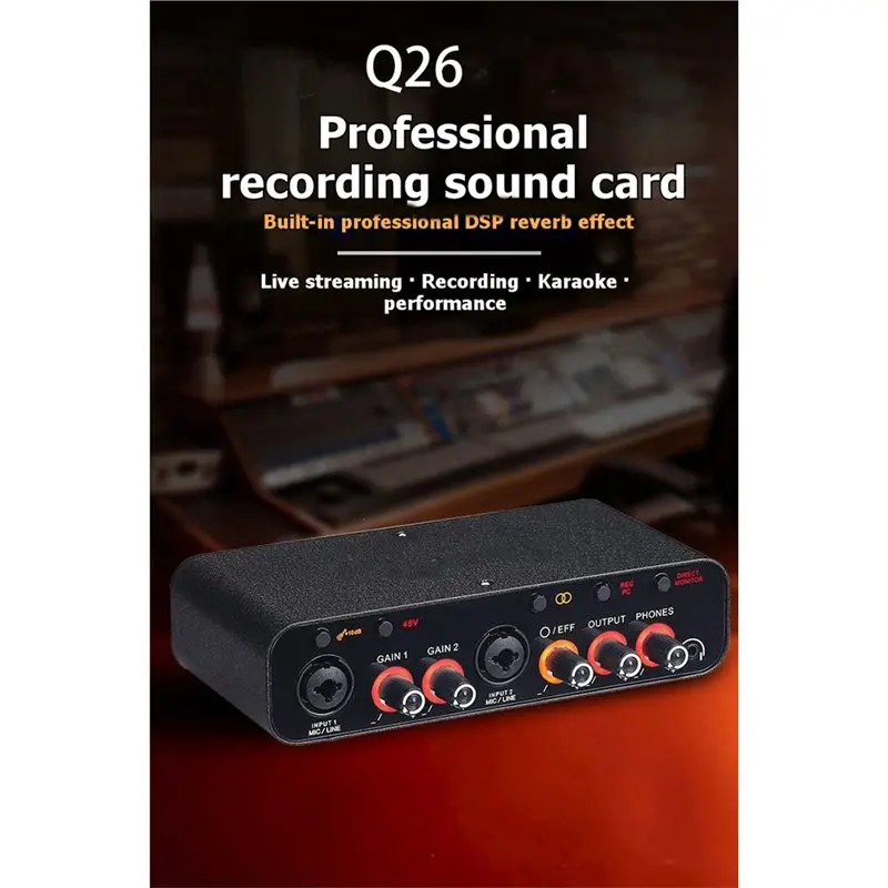 B16C-Q26 USB Sound Card With K Song Mixer Function Live Streaming Audio Interface Free Driver Microphone Support - view 4