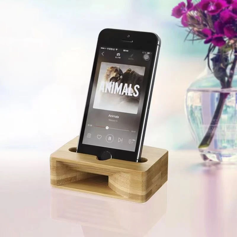 Настольная подставка для сотового телефона с деревянной усилительной звуковой функцией
