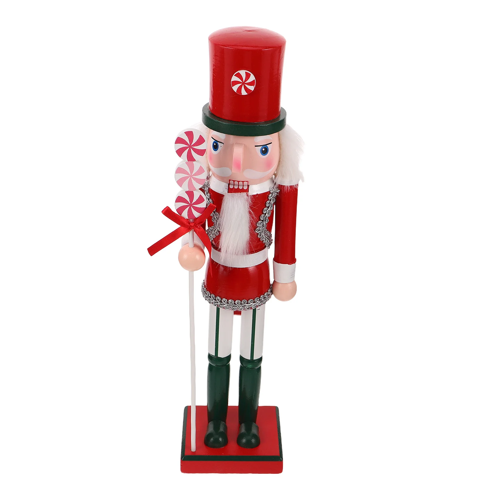 

1pcs 38Cm Handmade Wooden Nutcracker Red Traditional Christmas Soldier Decoration Desktop Holiday Table Decor Festive Home Art