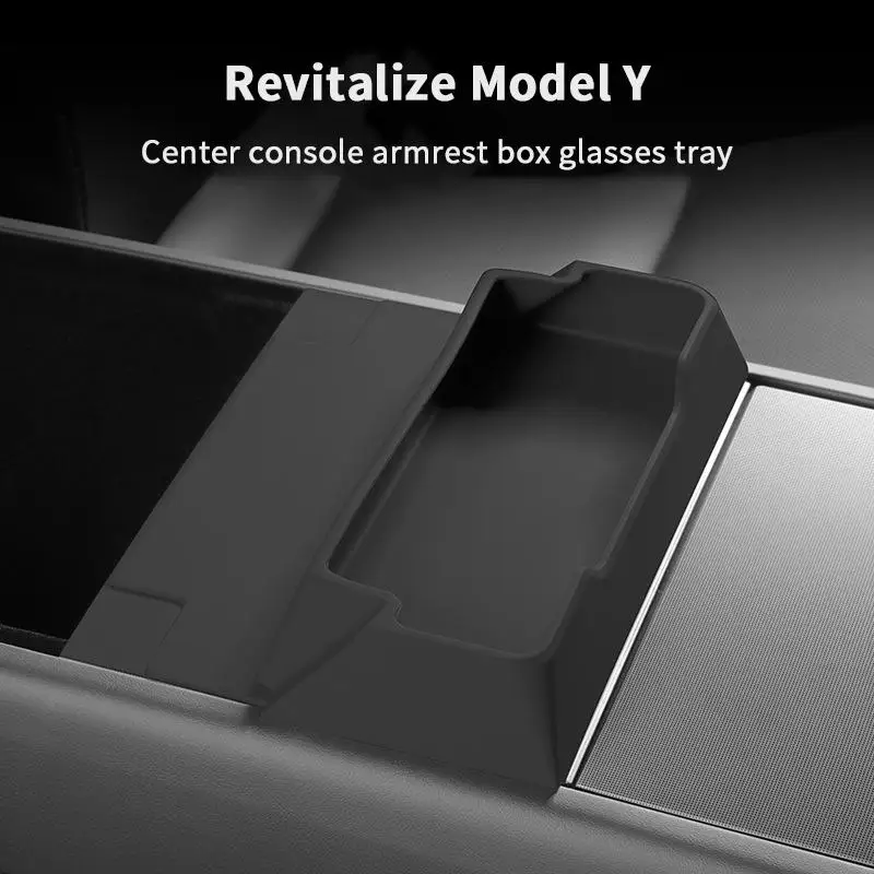 

Juniper 2025 Model Y: Center Console Armrest Storage Organizer with Glass Tray; Upgrade your Interior Car Accessories
