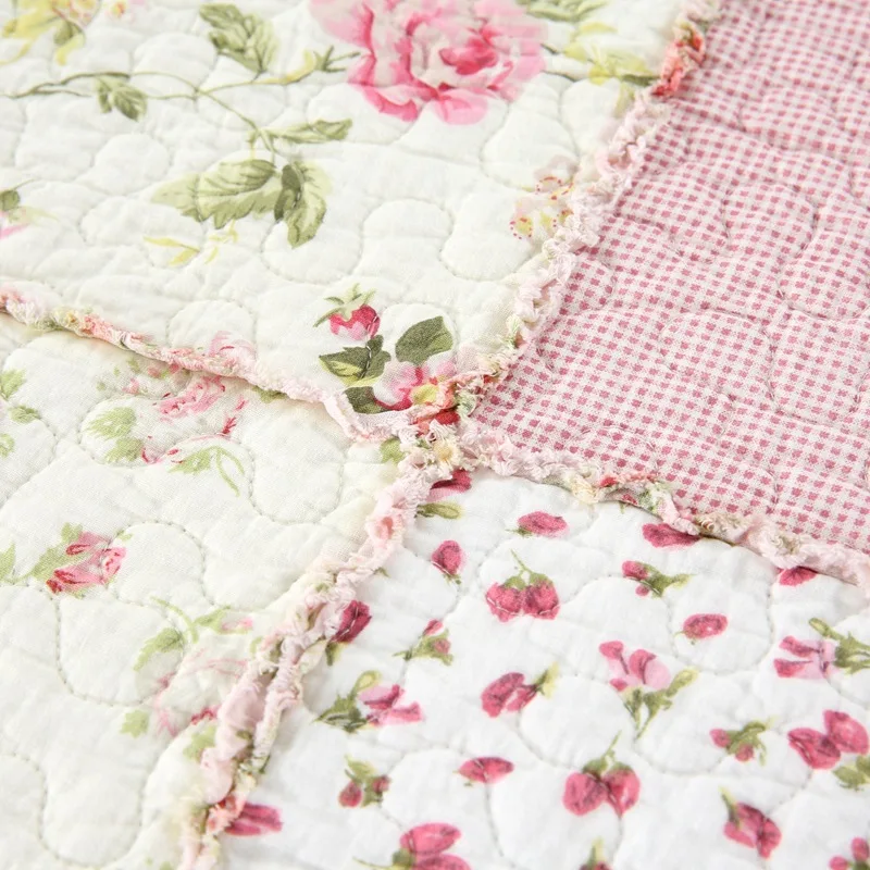 Quilted bed cover three-piece set of pieces, padded cotton, washed quilt four-piece set of foreign trade bedding, real fungus