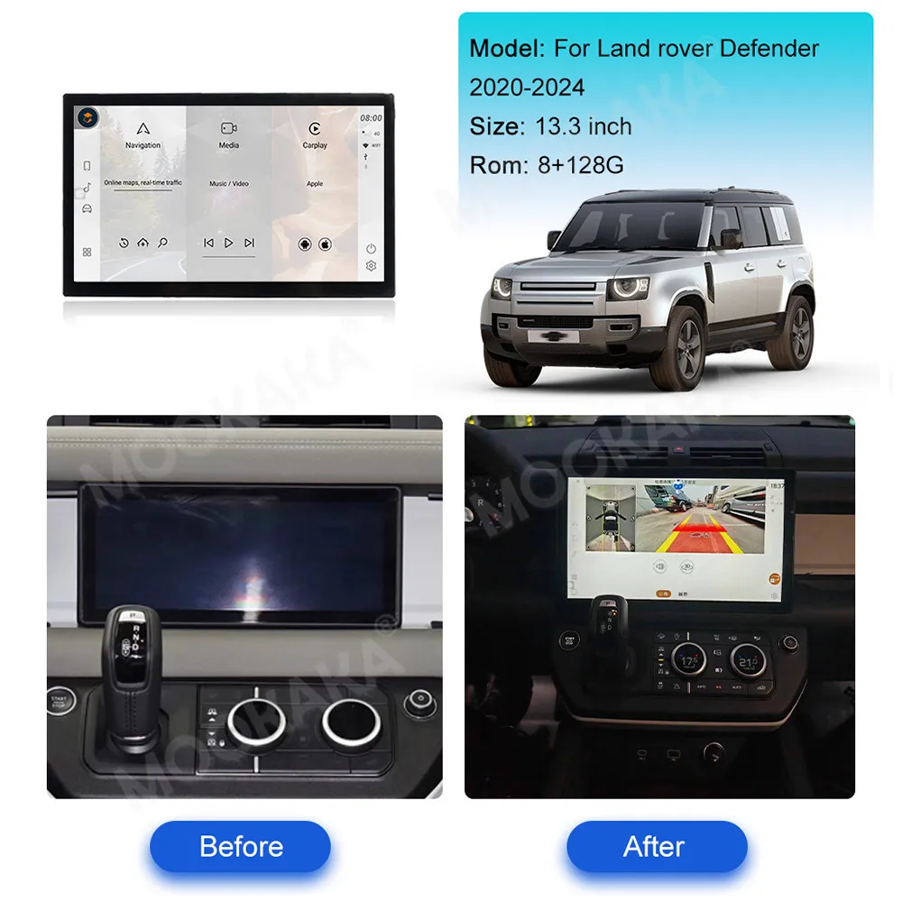 13.3 Inch Screen Car Radio For Land rover Defender 2020-2024 Android GPS Navigation Multimedia Video Stereo Receiver Head Unit