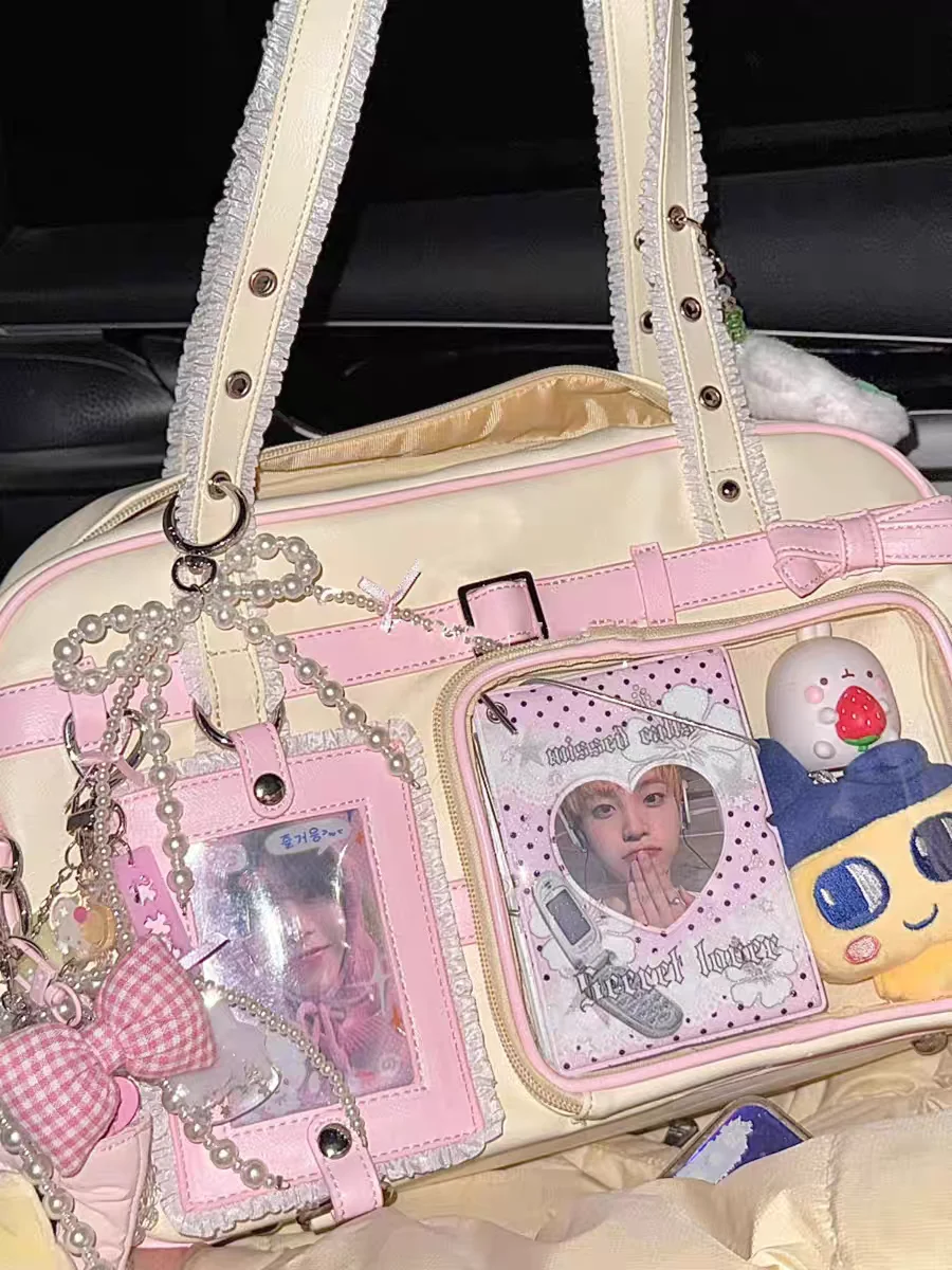 

Spring 2025 Knot College Sle JK Girl orm oulder Crossbody Bag Handheld Painful Child Bag Leisure Pure Color