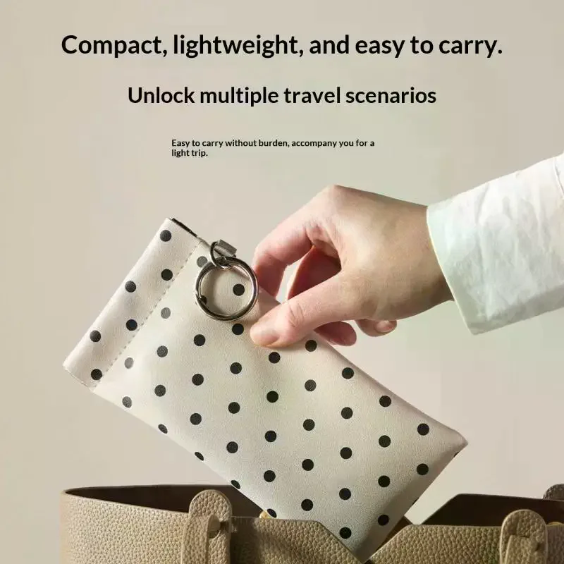 Portable Spring Auto-close Glasses Bag With Keyring Glasses Clip Leather Glasses Storage Bag Korean Style Shrapnel Snap Shut