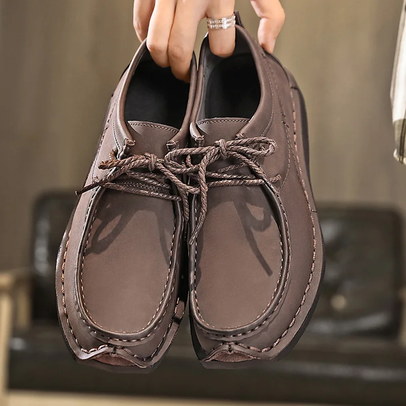 

Мужская повседневная обувь из искусственной кожи на плоской подошве, ручная работа, удобная классическая мужская обувь