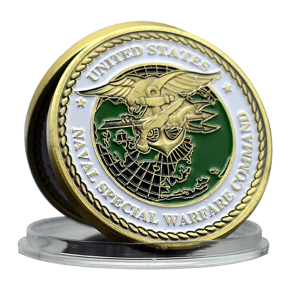 United States Marine Corps Special Warfare Command Gold Plated Challenge Coin Metal Medal with Plastic Case Art Craft Souvenir