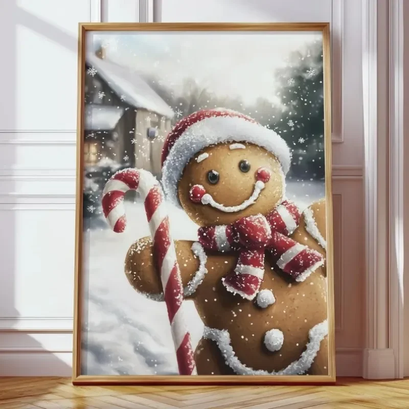 Multiple sizes 1pc frameless Canvas Painting Gingerbread Print Christmas Wall Art Christmas Decor Winter Wall Art Tis The Season
