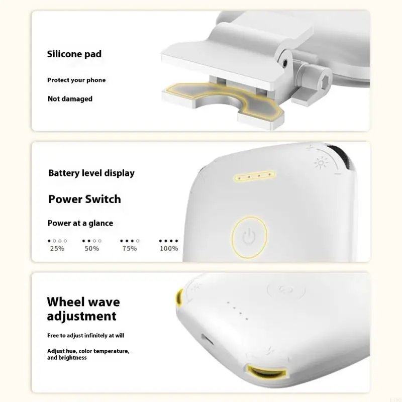 Miniature Rechargeable Camera Light Dimmable Warm Cool Tone Phone Mount Accessory F19E