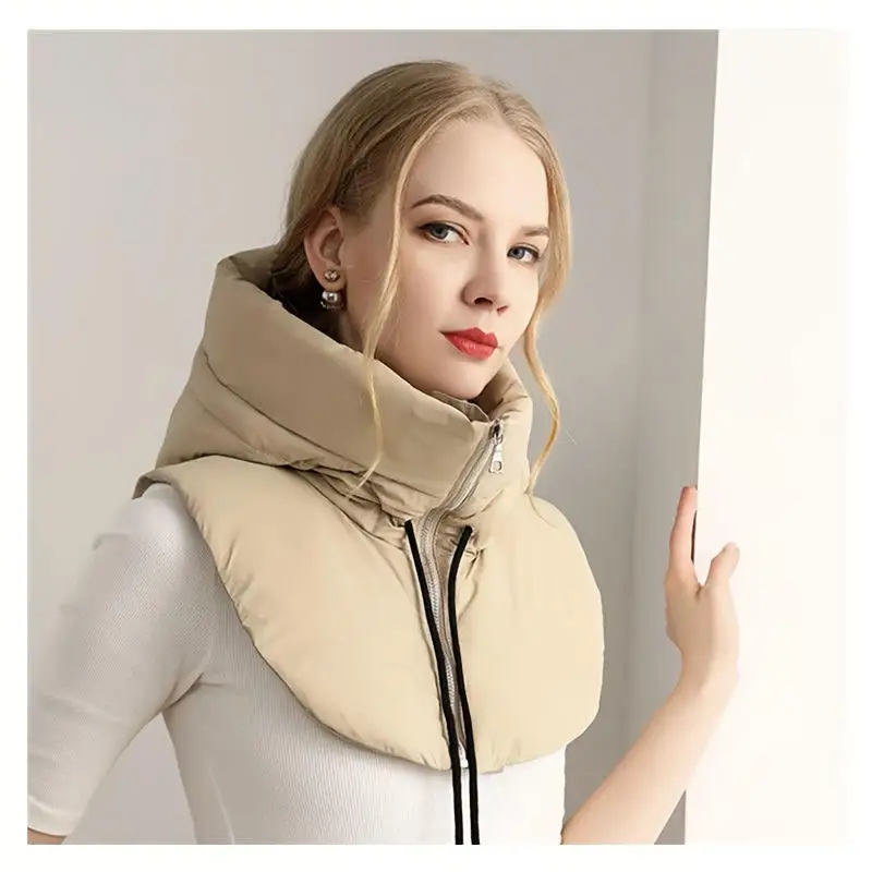 Winter Ultraleicht Daunen Mit Kapuze Hüte Für Frauen Männer Warme Ring Schal Balaclava Hut Neck Zipper Kordelzug Mantel Schal Kurze Tank Top