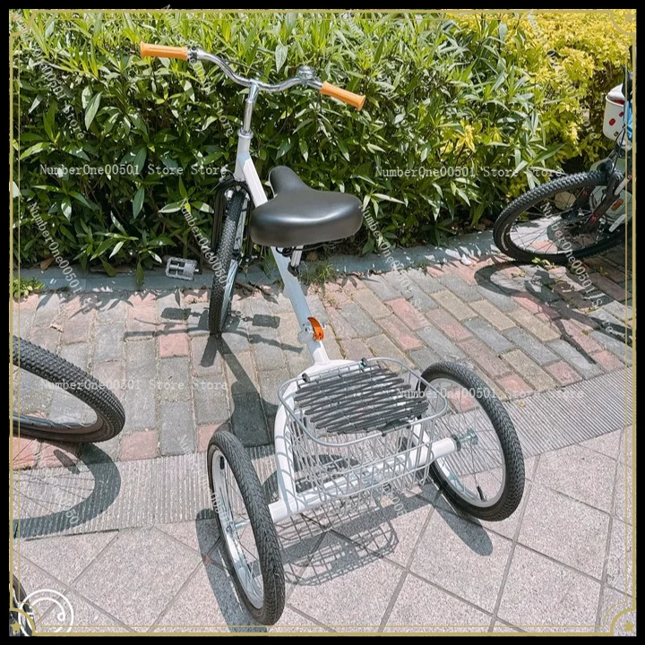 Adult Leisure Outdoor Folding Self-propelled Tricycle Campus Retro Lightweight Exercise Walking Shopping Cart