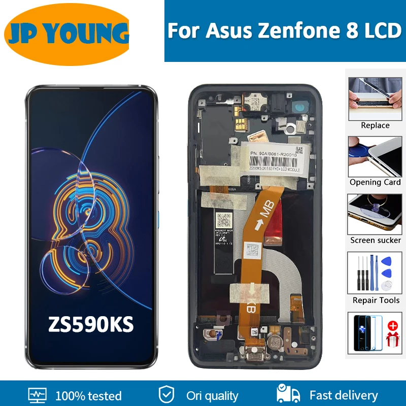 

Super AMOLED 5.9" For Asus Zenfone8 ZS590KS I006D LCD Display With Frame Screen Touch Panel Digitizer For ZS590KS-2A007EU LCD