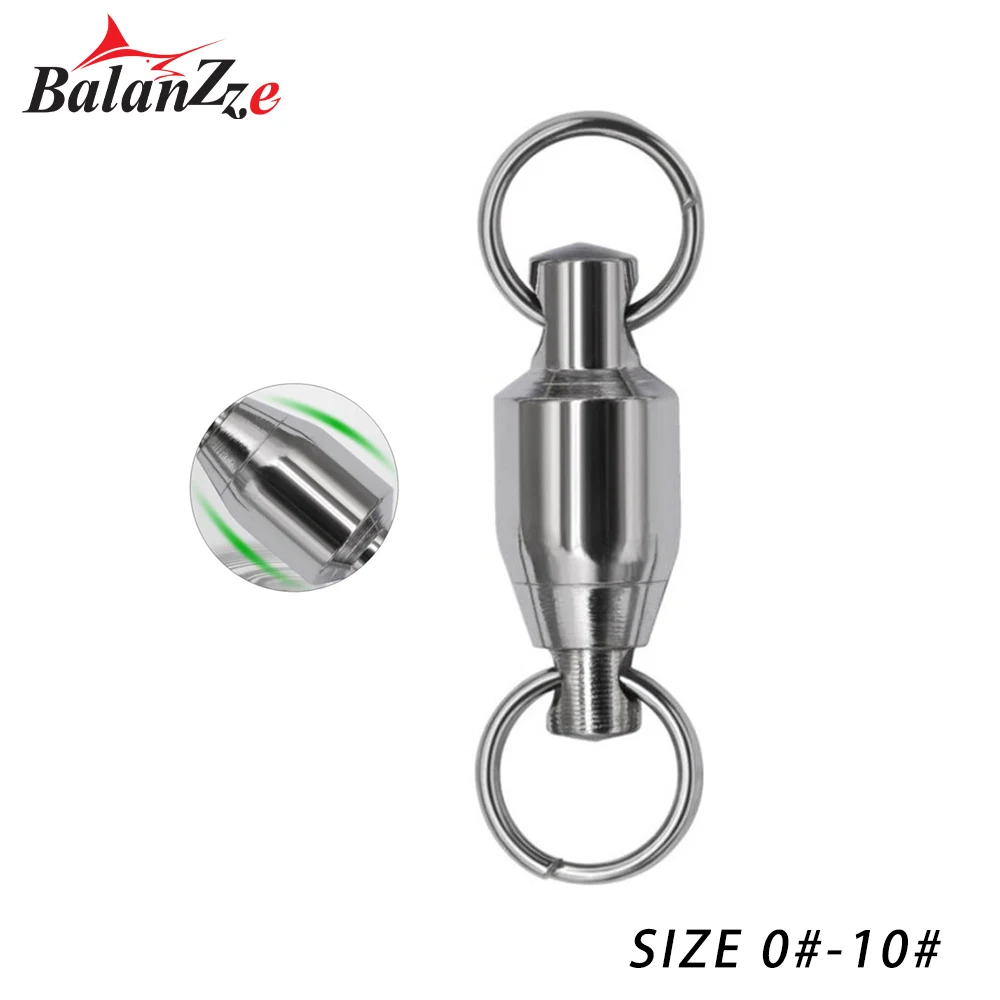 Balanzze 50pcs Fishing Swivels Connector Strong Power Barrel Bearing Rolling Swivel Stainless Steel Fishing Tackle Accessories