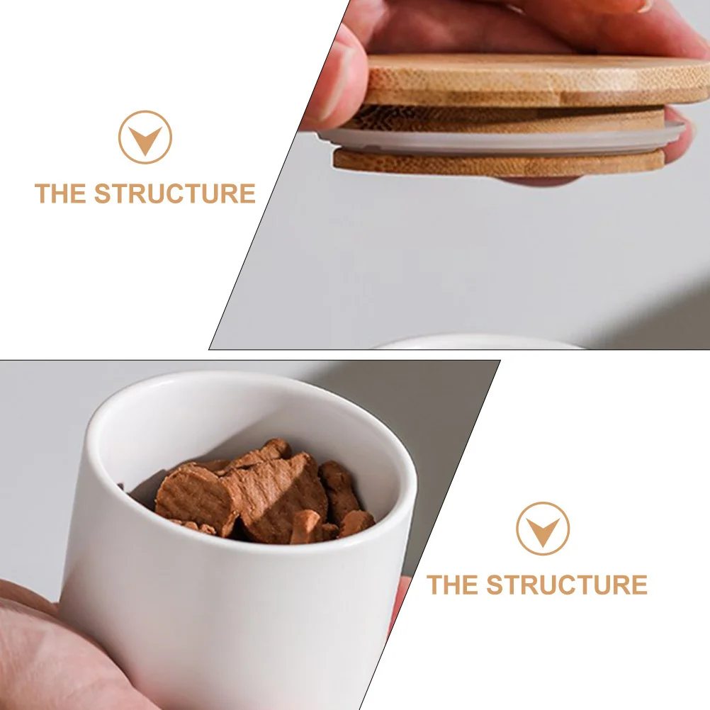 

Ceramic Tea Storage Canister Bamboo Cover Portable Sealed Jar for Coffee Beans Tea Leaves Grains Food Kitchen Storage