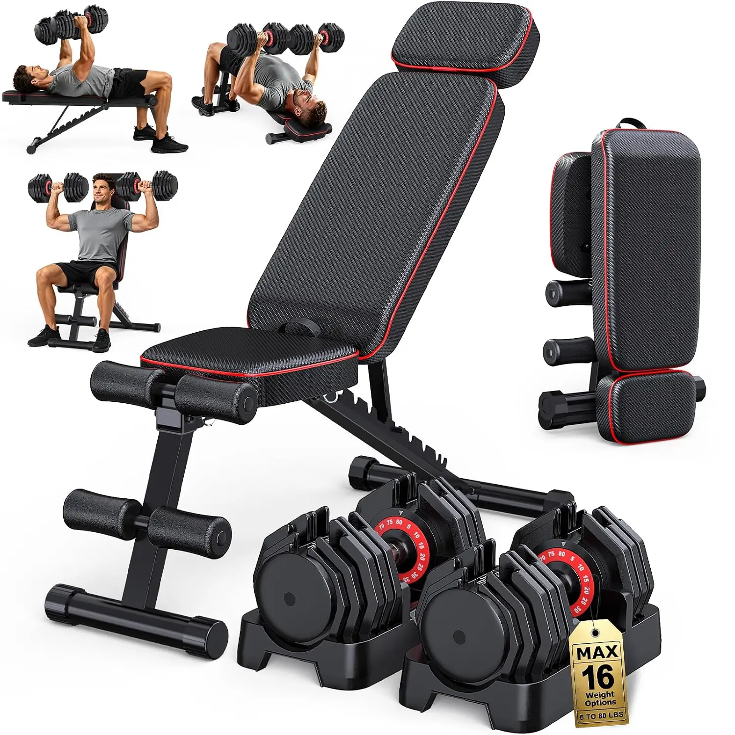 Adjustable Dumbbell Set with Workout Bench at Home, Customized