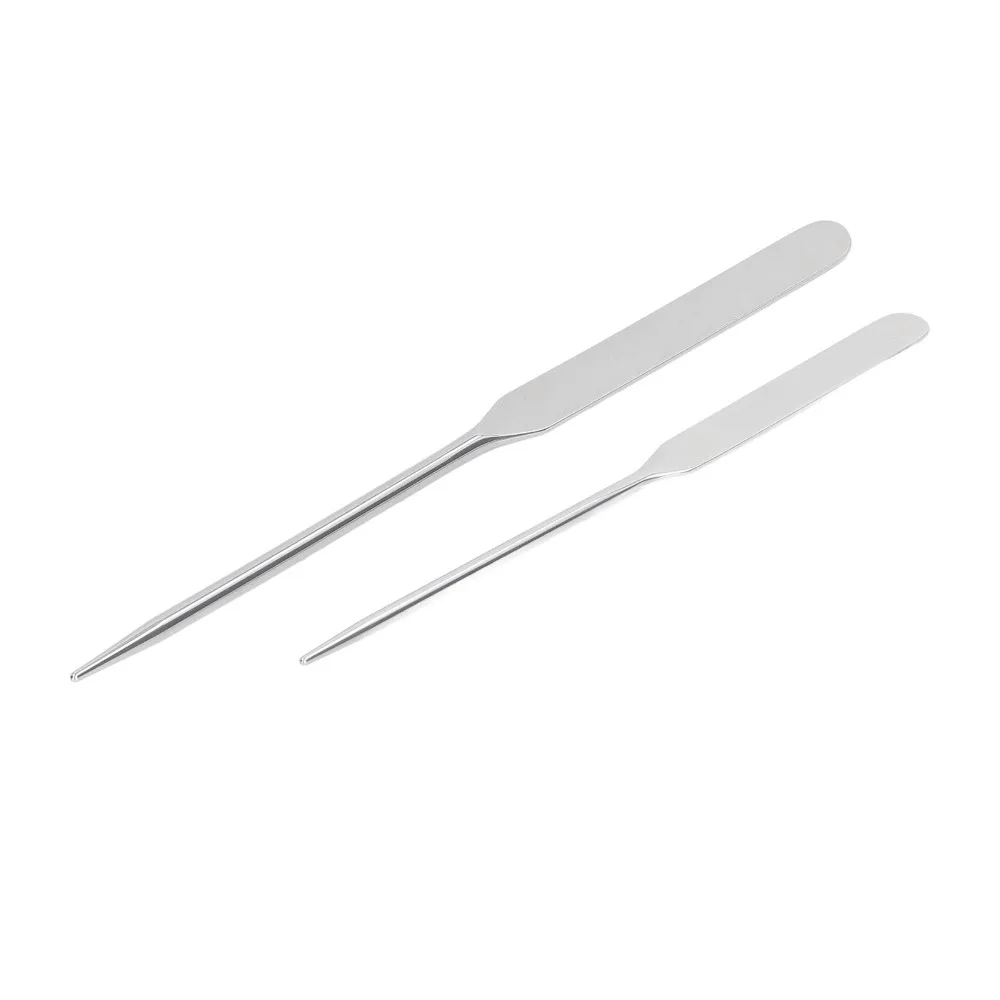 2pcs Set Double Ended Makeup Mixing Spatula Spatula Shovel Shape Silver Nail Art Stirring Rod Stainless Steel