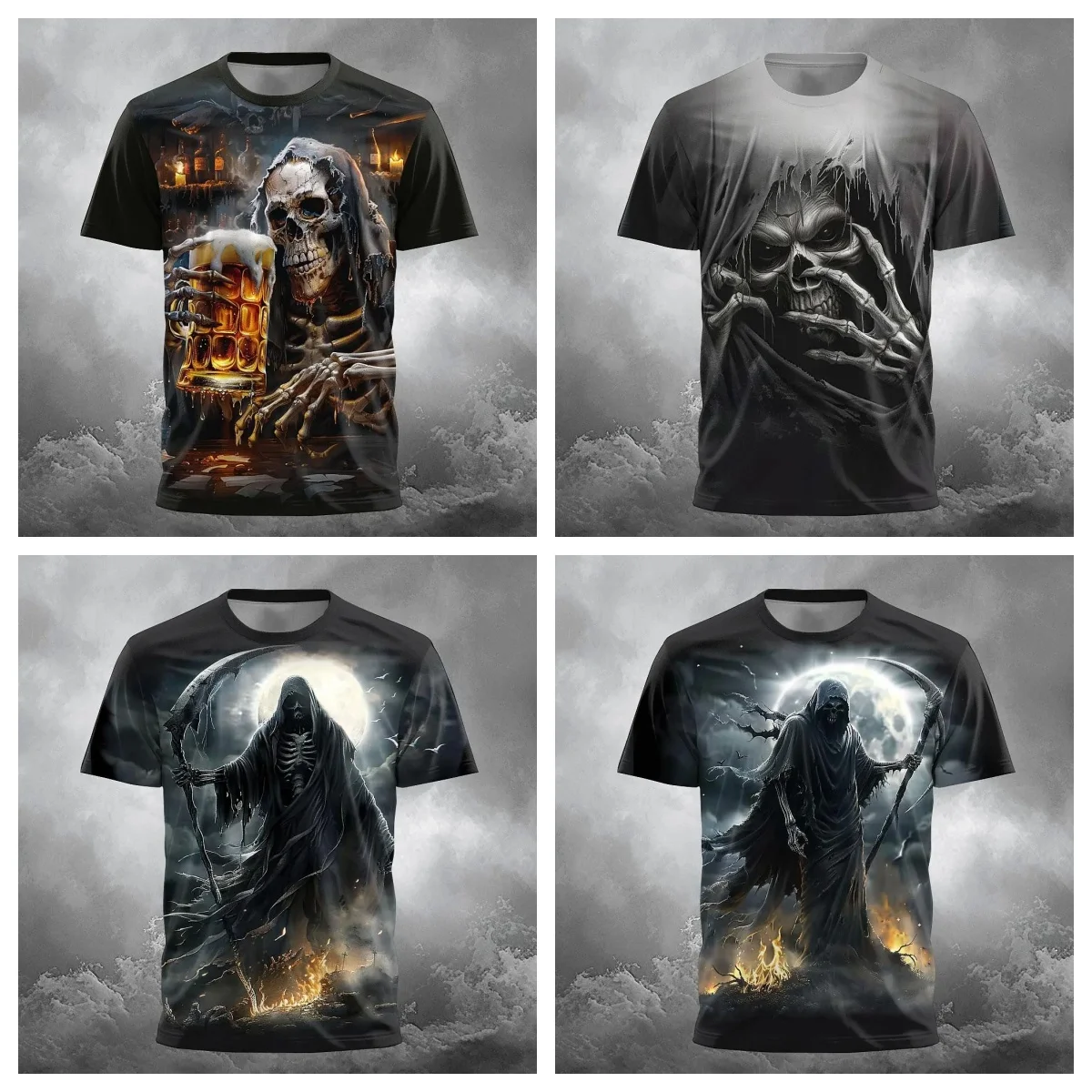 Summer Beer Skull 3D Print Men's Shirts Casual Short Sleeve Tops Oversized T-shirt Hip Hop Fashion Kids Tshirt  Woman t-shirts