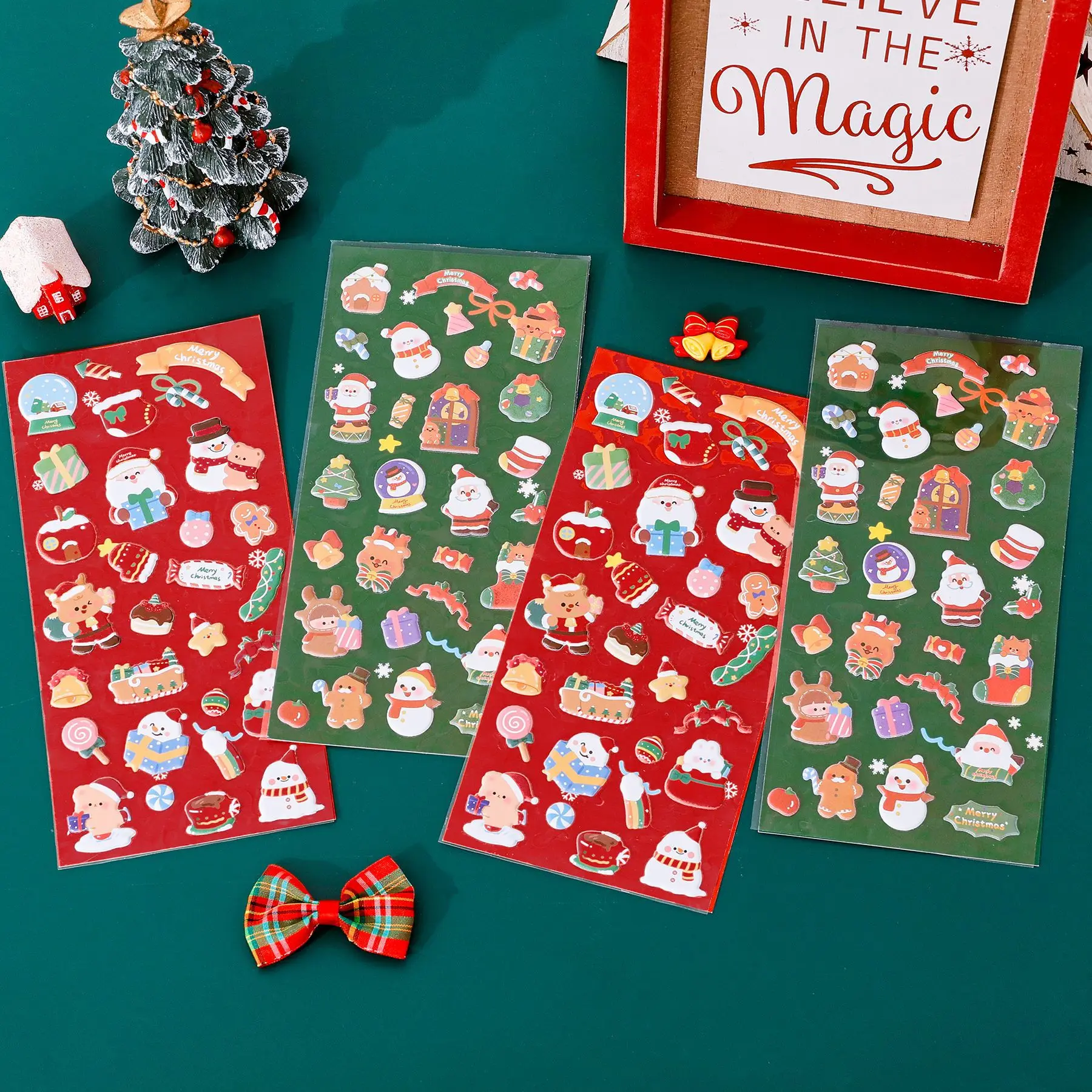 Cute Christmas Bubble Stickers for Kids - Cartoon Santa Claus, Aesthetic Hand Account Stickers, Small Christmas Gift Stickers