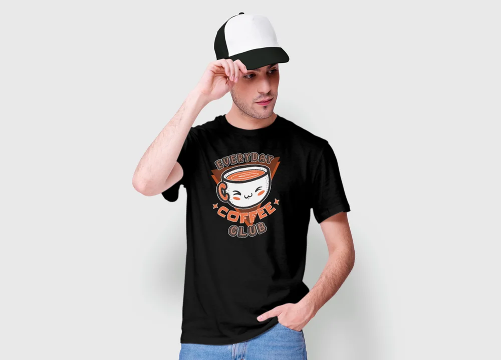 Everyday Coffee Club Graphic Art Funny T-Shirt Fine Jersey Cotton Tee