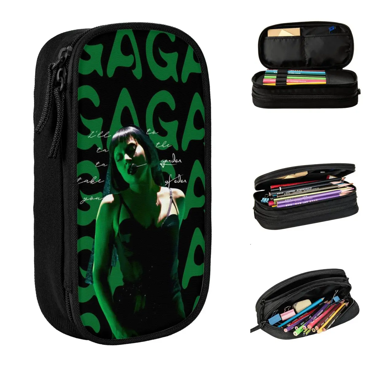 

Ladys Gagas Mayhem Music Tour Коробка для ручек Двухслойная большая вместительная детская сумка-карандаш Подарок на день рождения