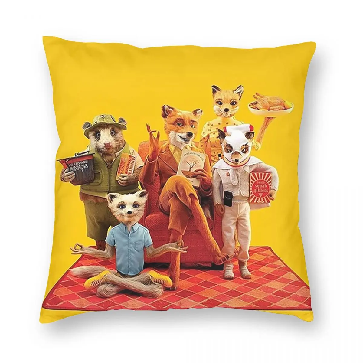 Fantastic Mr Fox Movie Poster Square Pillowcase Pillow Cover Cushion Throw Pillow for Home Sofa Living Room