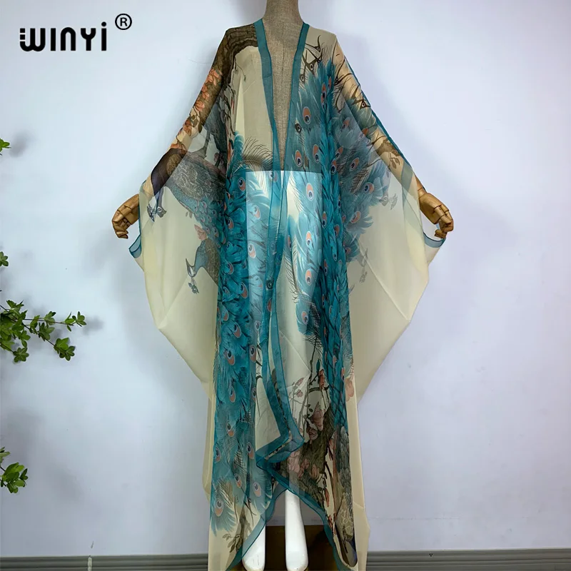 Afrykańska bho sukienka plażowa Kaftan WINYI bikini słodka dama nowa imprezowa kardigan perspektywiczny sekcy Boho KIMONO na wakacje rękaw w