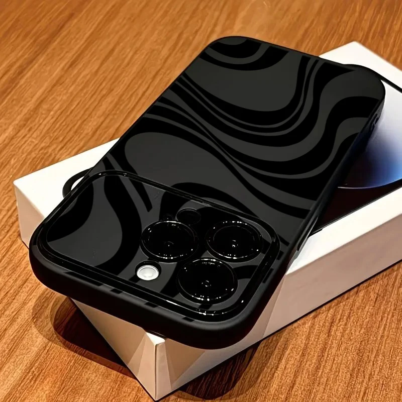Black Water Ripple Phone Case For IPhone 17 16 15 14 13 12 11Pro Max Plus Shockproof Bumper Cover For Iphone X XS XR Cases Funda