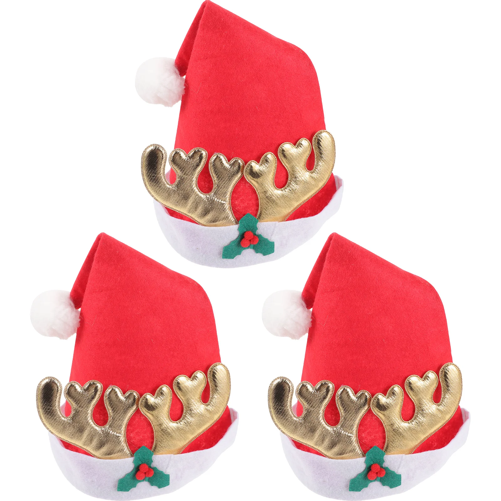 3pcs Plush Christmas Hats Classical Christmas Hat Prop Christmas Party Costume Hat santa hat christmas tree topper