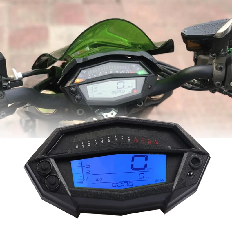 Motorcycle Tachometer Hour Meter Digital Speedometer Gear Indicator 7 Colors Parts Universal For Kawasaki Z1000