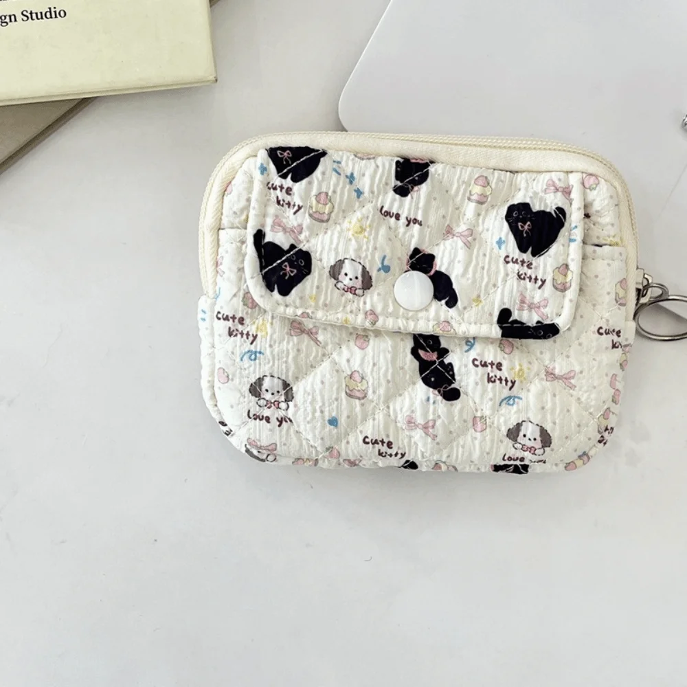 Cartoon Printing Mini Canvas Coin Purse Korean Style Jewelry Packing Bag Small Lipstick Bag Card Holder Multifuctional