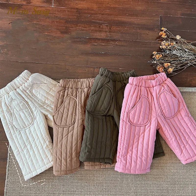 

Baby Girl Boy Cotton Padded Winter Pant Infant Toddler Child Casual Trousers Loose Solid Color Warm Thick Pant Clothes 0-5Y