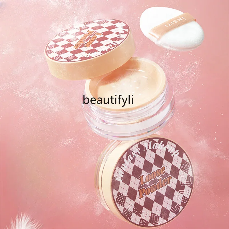 yj Fixed Makeup Honey Powder Loose Powder Waterproof Sweat-Proof Long-Lasting Oil Control Non-Makeup Powder Cake for Women