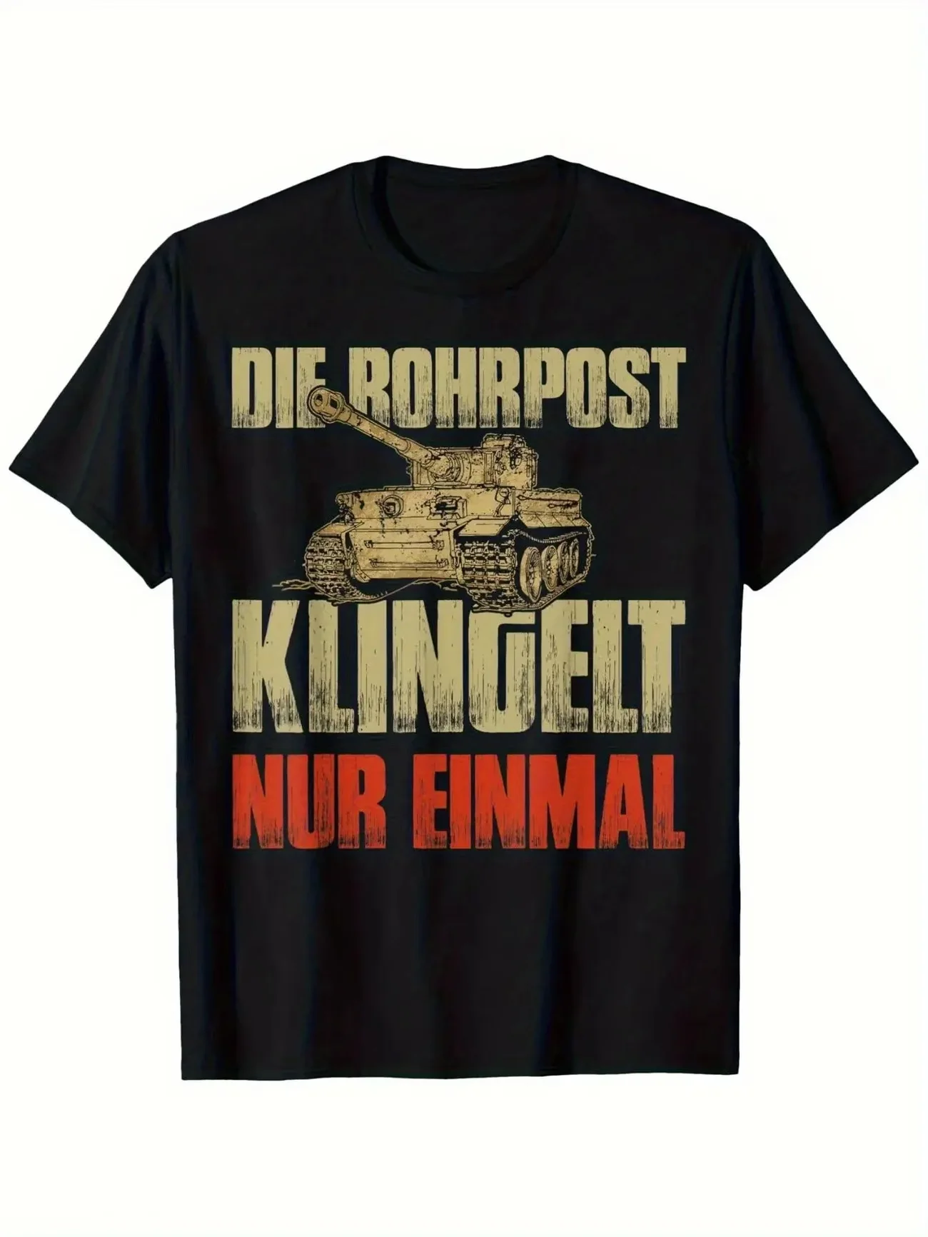 German Tiger Graphic The Pneumatic Tube Rings Only Once Design Men's T Shirt Women Cotton Tee Streetwear Oversized Summer Spring